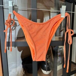 NWT Triangl Bikini bottoms glitter Cheeky tie bows adjustable Apricot Sparkle